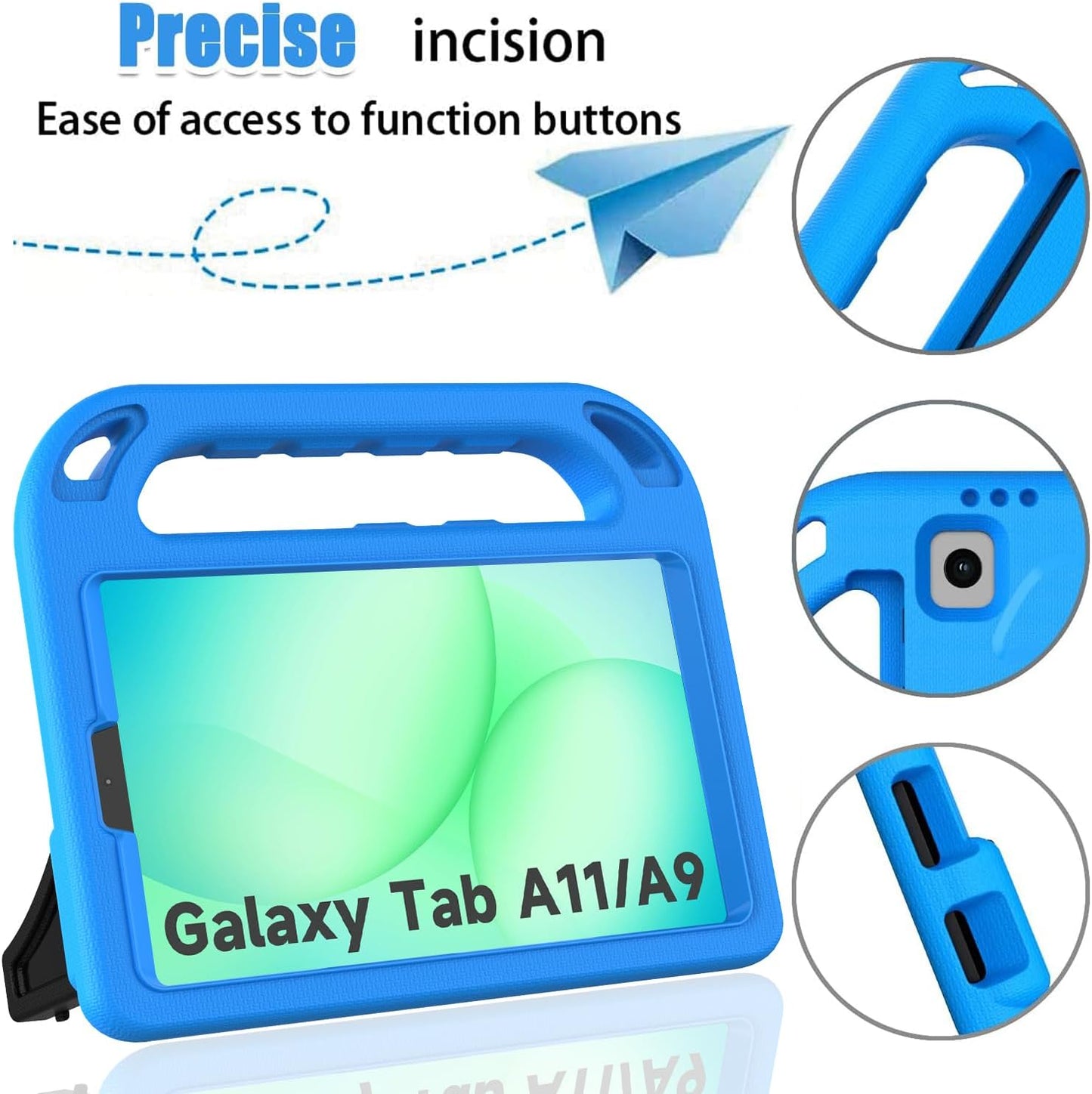 Kids Case for Samsung Galaxy Tab A7 Lite 8.7 Inch 2021(Sm-T220/T225),Tab A7 Lite Case with Built-In Screen Protector, Shockproof Handle Stand Kids Case for Samsung Galaxy Tab A7 Lite 2021 - Blue